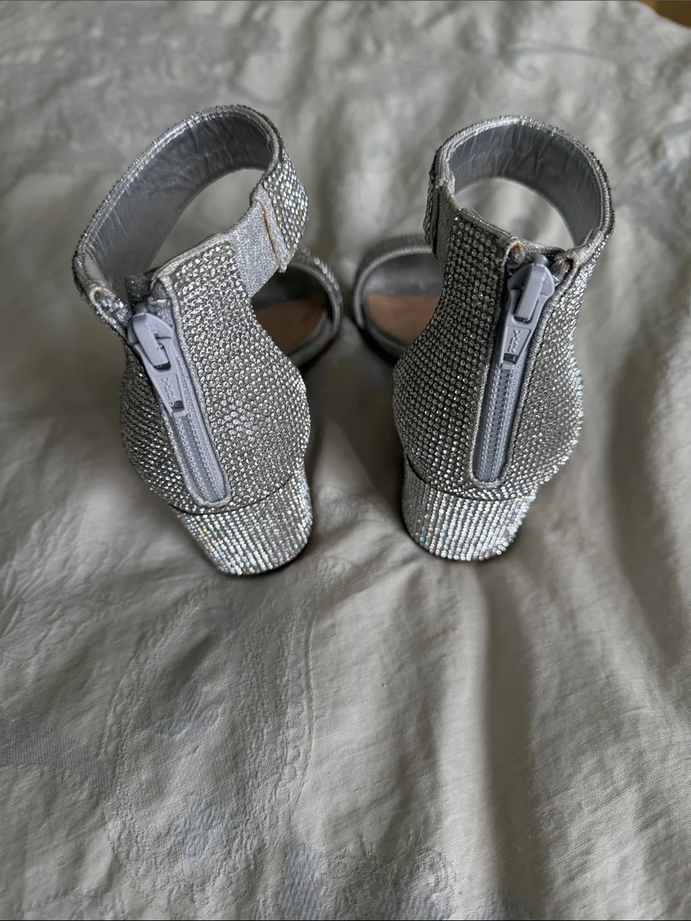 GB girls size 13 Silver Rhinestone Block Heel Sandals